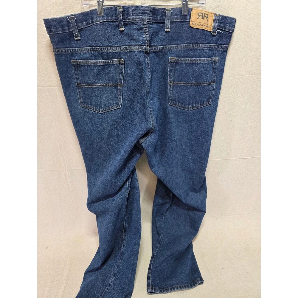 Real Ranch Premium Mens Blue Denim Jeans Straight Leg 46x34 Workwear Pants
